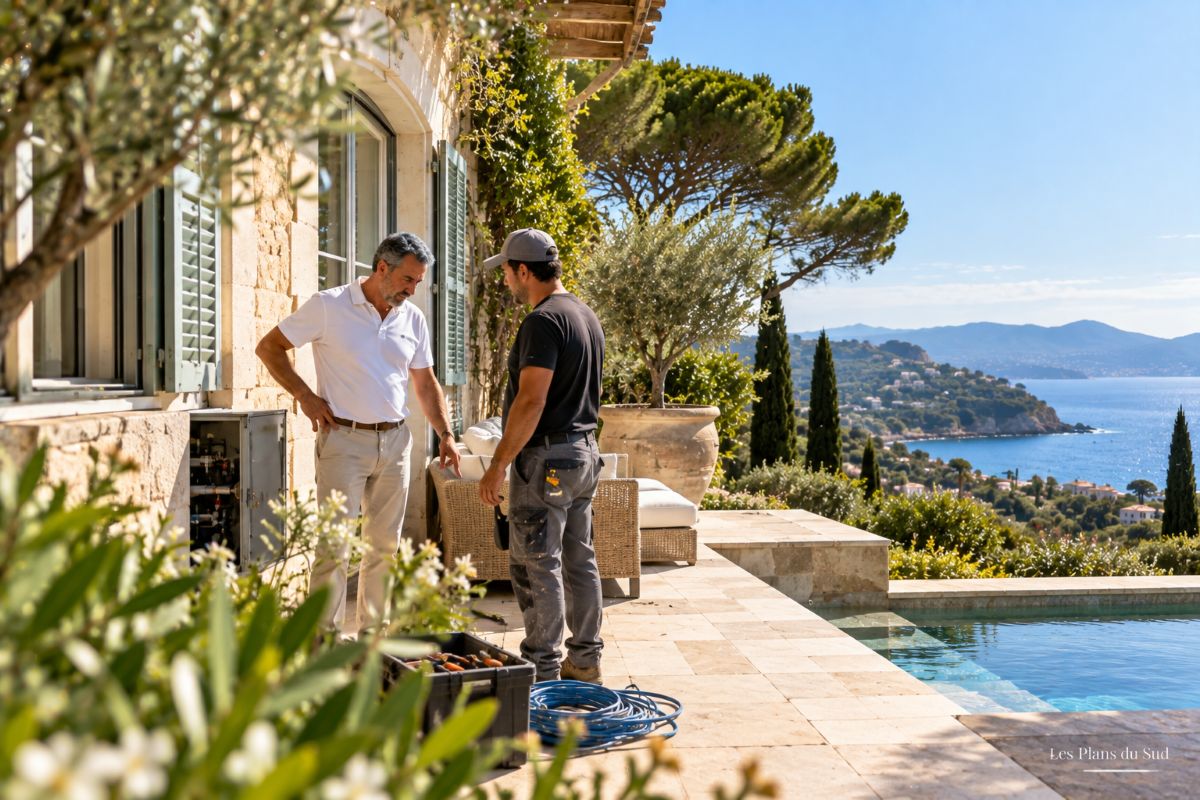 Supervising a contractor at a property on the French Riviera